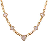 10K Yellow Gold Monaco with Mop Flowers Necklace - Miral Jewelry