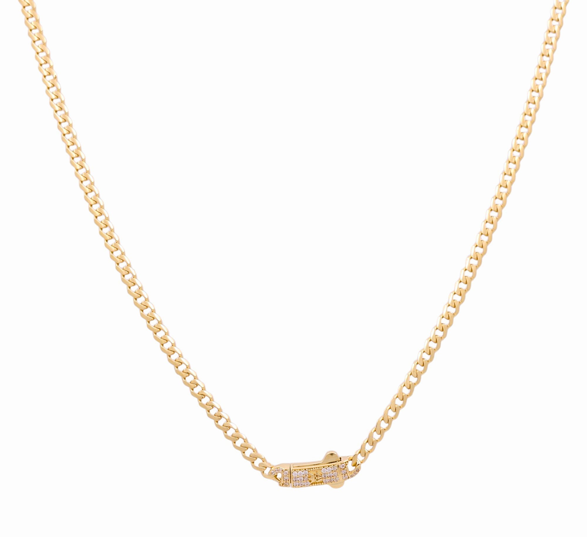 10K Yellow Gold Monaco Chain with CZ Clasp 4mm, 18in, 10.6 g