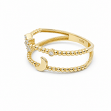 10K Yellow Gold Moon And Star Fashion Women's Ring - Miral Jewelry