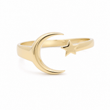 10K Yellow Gold Moon and Star Fashion Women's Ring - Miral Jewelry