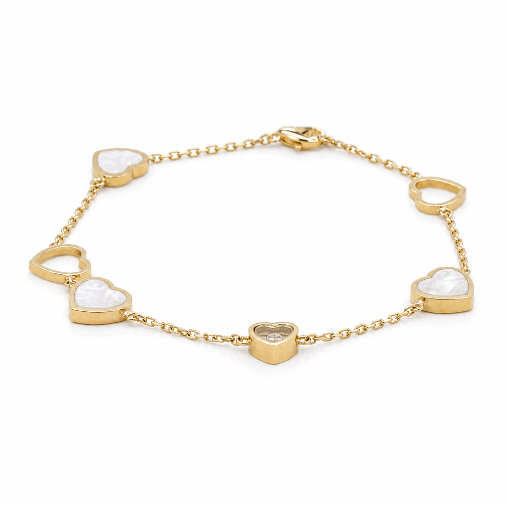 10K Yellow Gold Mop Heart Bracelet Women's - Miral Jewelry