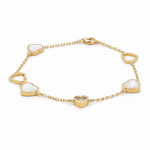 10K Yellow Gold Mop Heart Bracelet Women's - Miral Jewelry