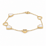 10K Yellow Gold Mop Heart Bracelet Women's - Miral Jewelry