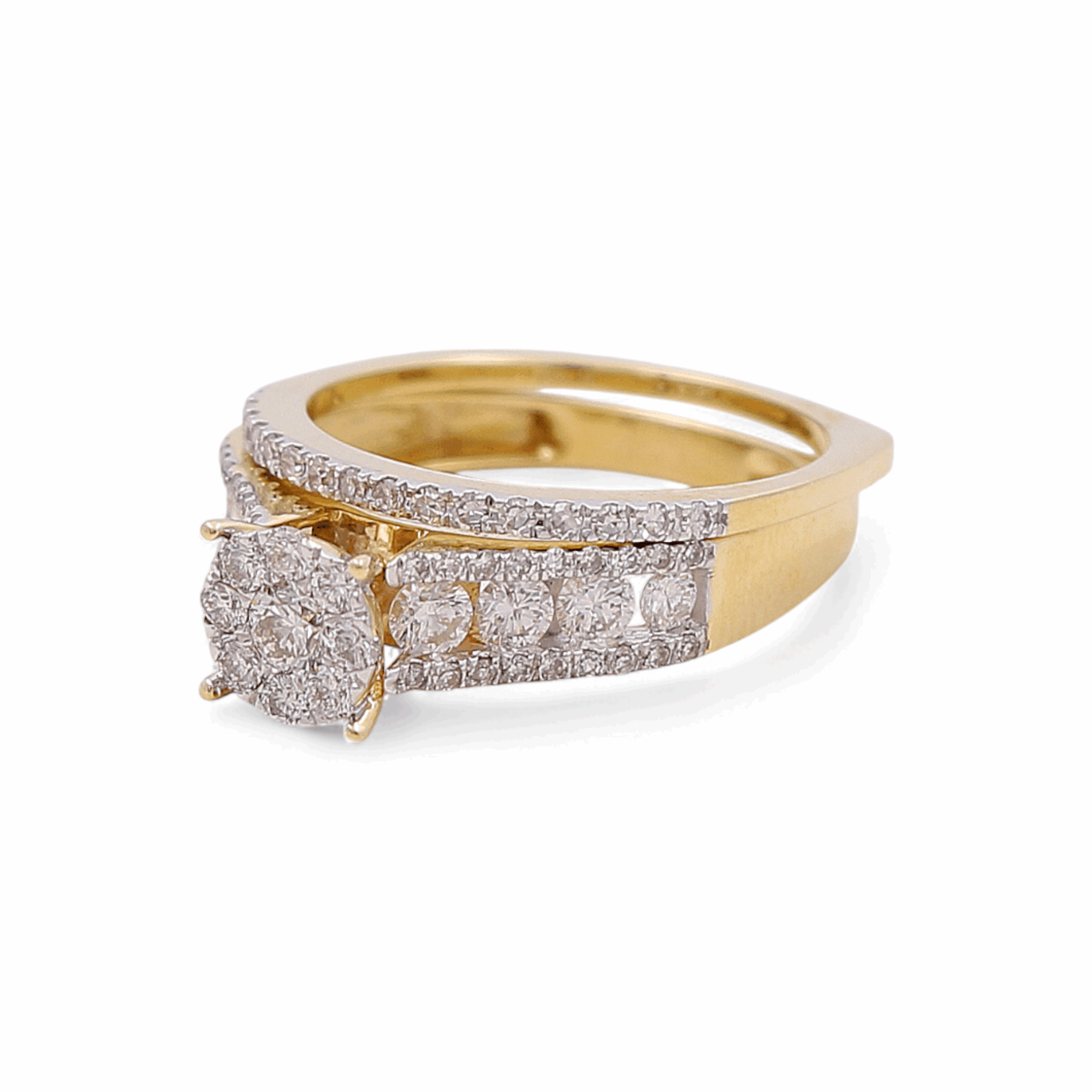 10K Yellow Gold Nicole Lds Diamond Bridal Set Ring with 1.00Tw Round Diamonds - Miral Jewelry
