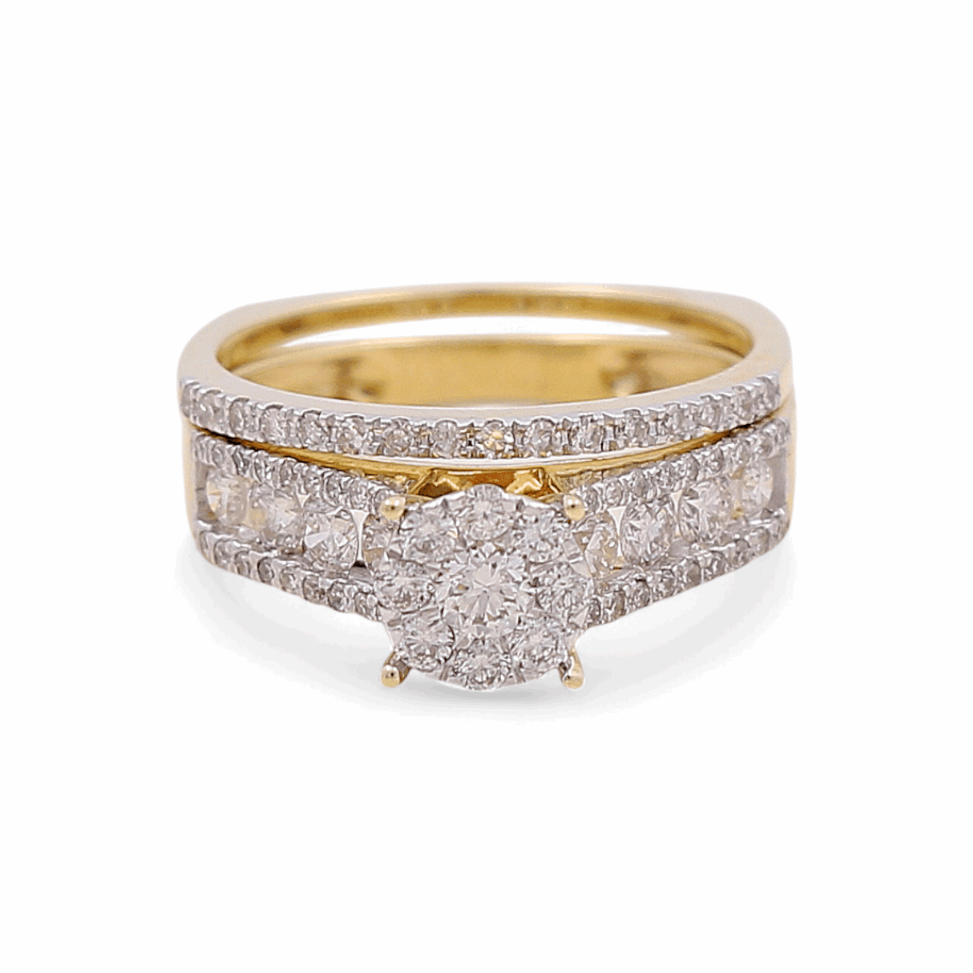 10K Yellow Gold Nicole Lds Diamond Bridal Set Ring with 1.00Tw Round Diamonds - Miral Jewelry