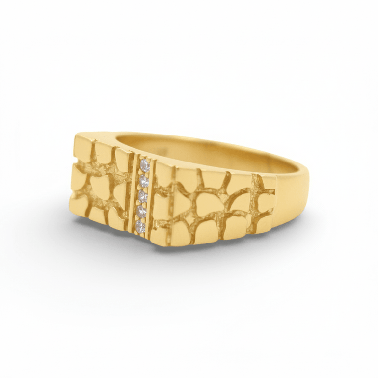 10k Yellow Gold Nugget Fashion Men's Ring - Miral Jewelry