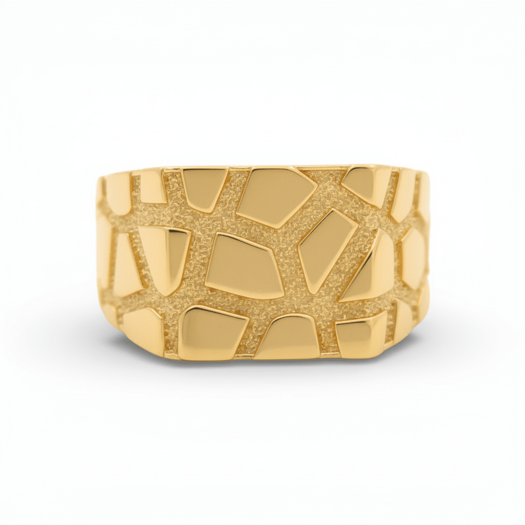 10k Yellow Gold Nugget Fashion Men's Ring - Miral Jewelry