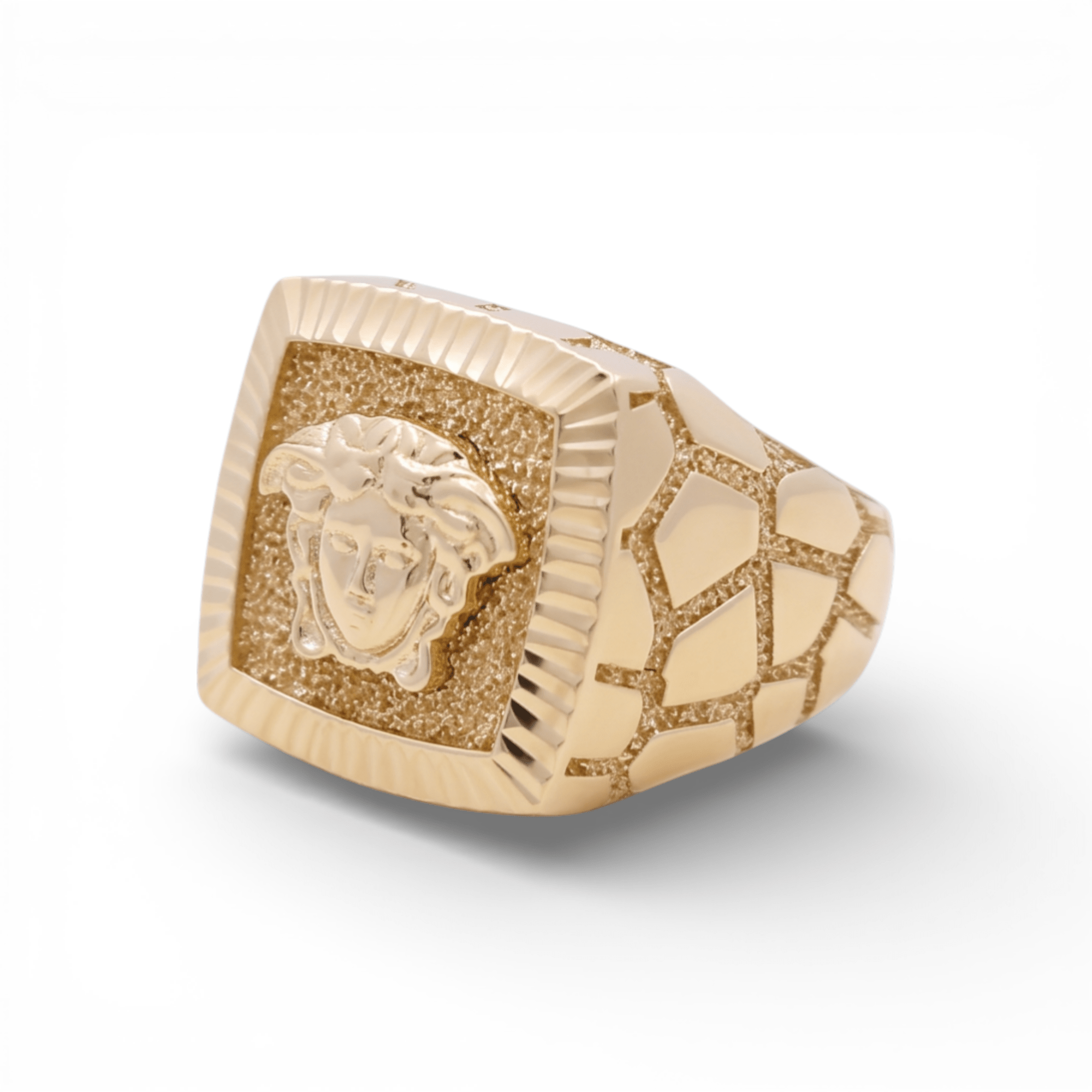10k Yellow Gold Nugget Fashion Men's Ring - Miral Jewelry