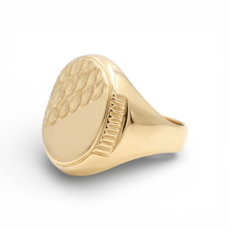 10k Yellow Gold Oval Fashion Men's Ring - Miral Jewelry