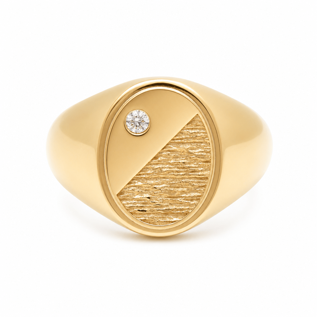 10k Yellow Gold Oval Fashion Men's Ring - Miral Jewelry