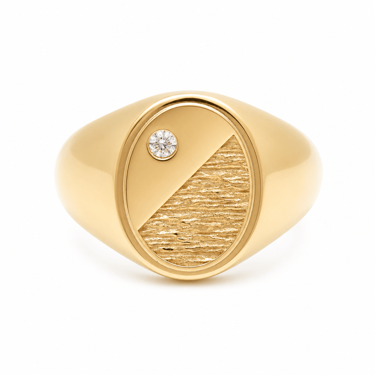 10k Yellow Gold Oval Fashion Men's Ring - Miral Jewelry