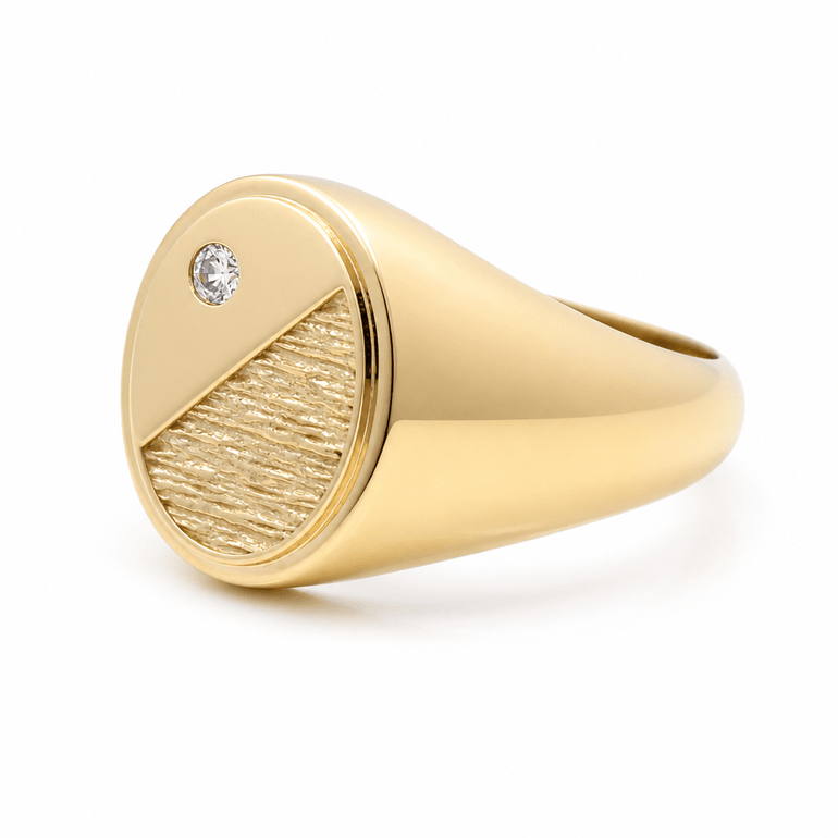 10k Yellow Gold Oval Fashion Men's Ring - Miral Jewelry
