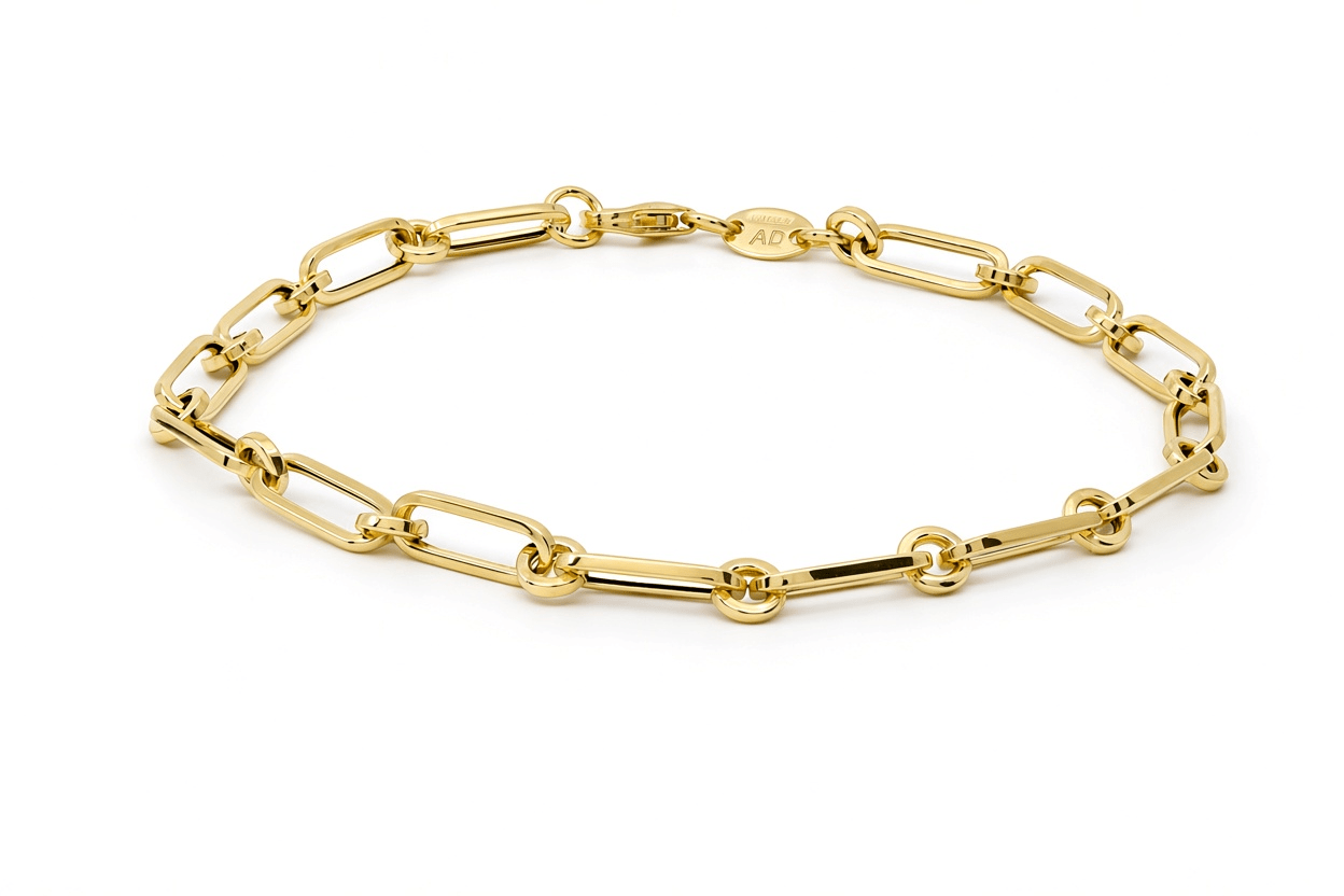 10K Yellow Gold Paper Clip Bracelet – 7.5" - Miral Jewelry