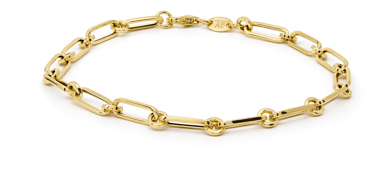 10K Yellow Gold Paper Clip Bracelet – 7.5" - Miral Jewelry