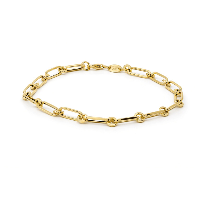 10K Yellow Gold Paper Clip Bracelet – 7.5" - Miral Jewelry