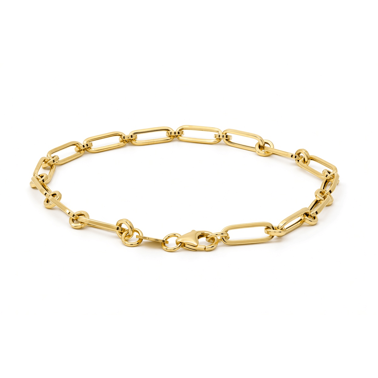 10K Yellow Gold Paper Clip Bracelet – 7.5" - Miral Jewelry