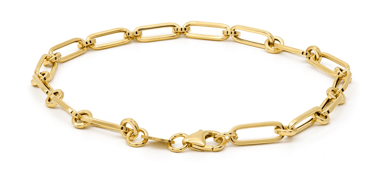 10K Yellow Gold Paper Clip Bracelet – 7.5" - Miral Jewelry