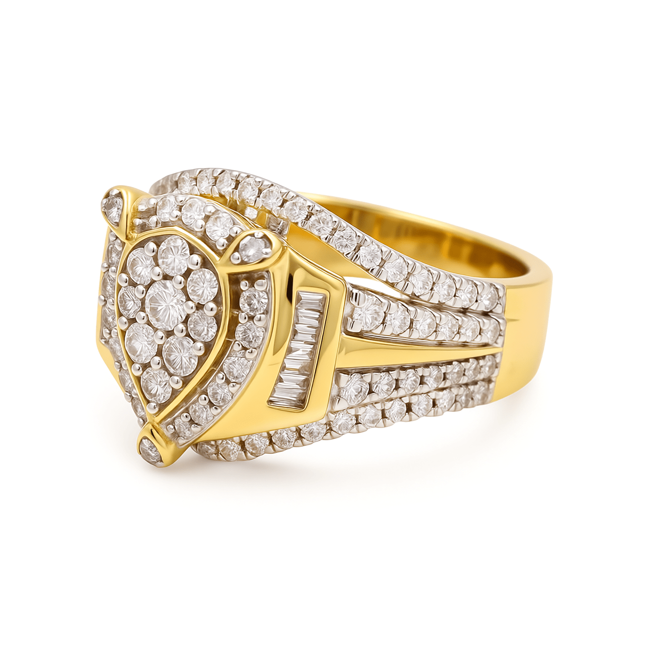 10K Yellow Gold Pear Cluster Diamond Engagement Ring 1.00 ct tw – view 2