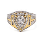 10K Yellow Gold Pear Diamond Engagement Ring with 1.00Tw Round Diamonds - Miral Jewelry