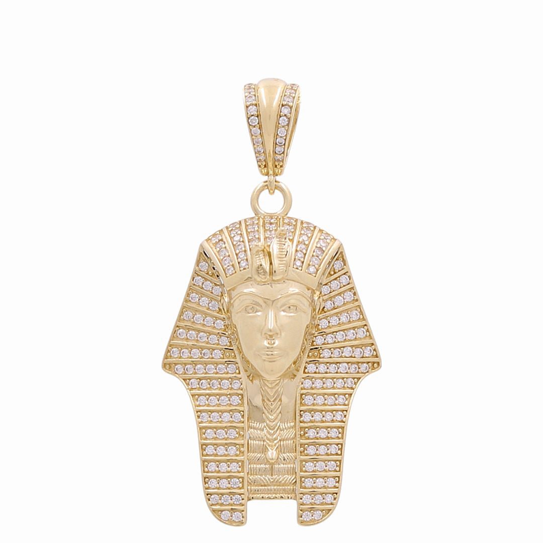 10K Yellow Gold Pavé CZ Pharaoh Pendant 9.3 g