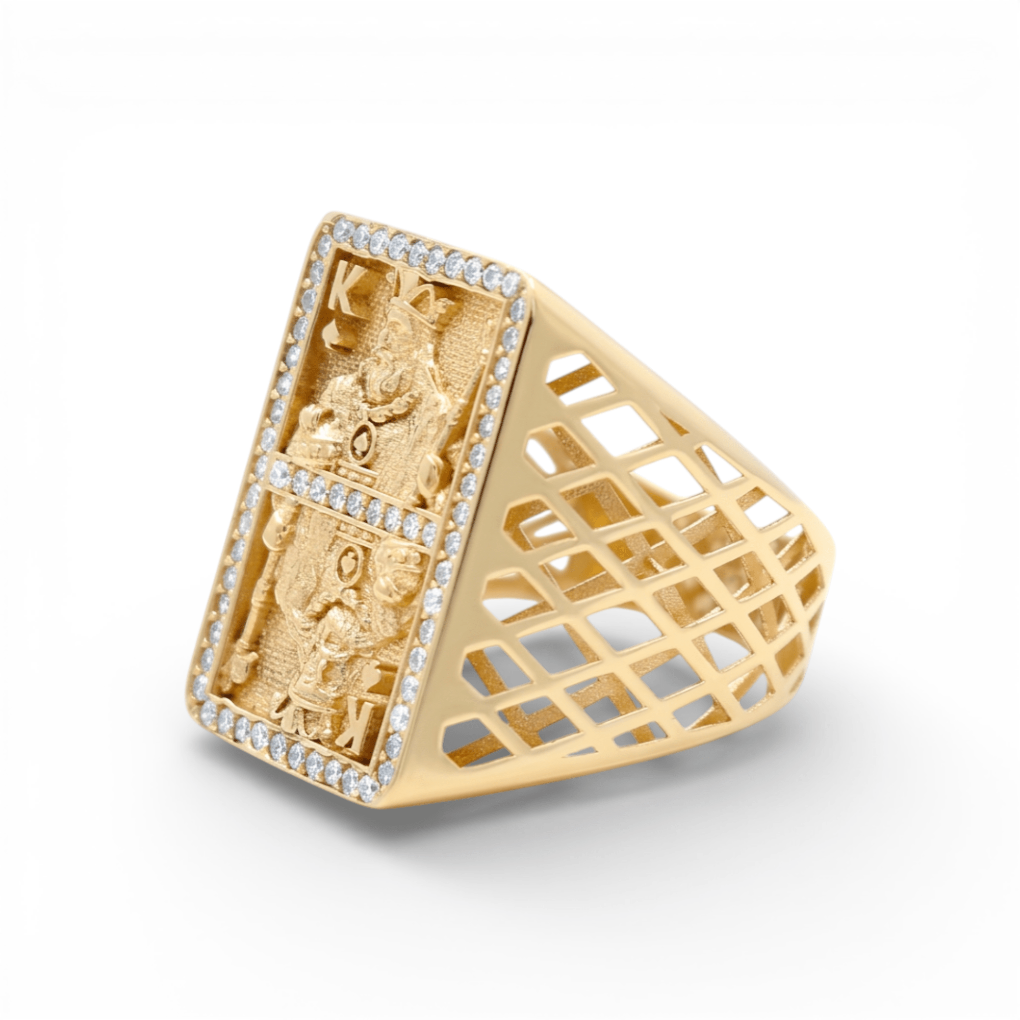 10k Yellow Gold Play Cards Fashion Men's Ring - Miral Jewelry