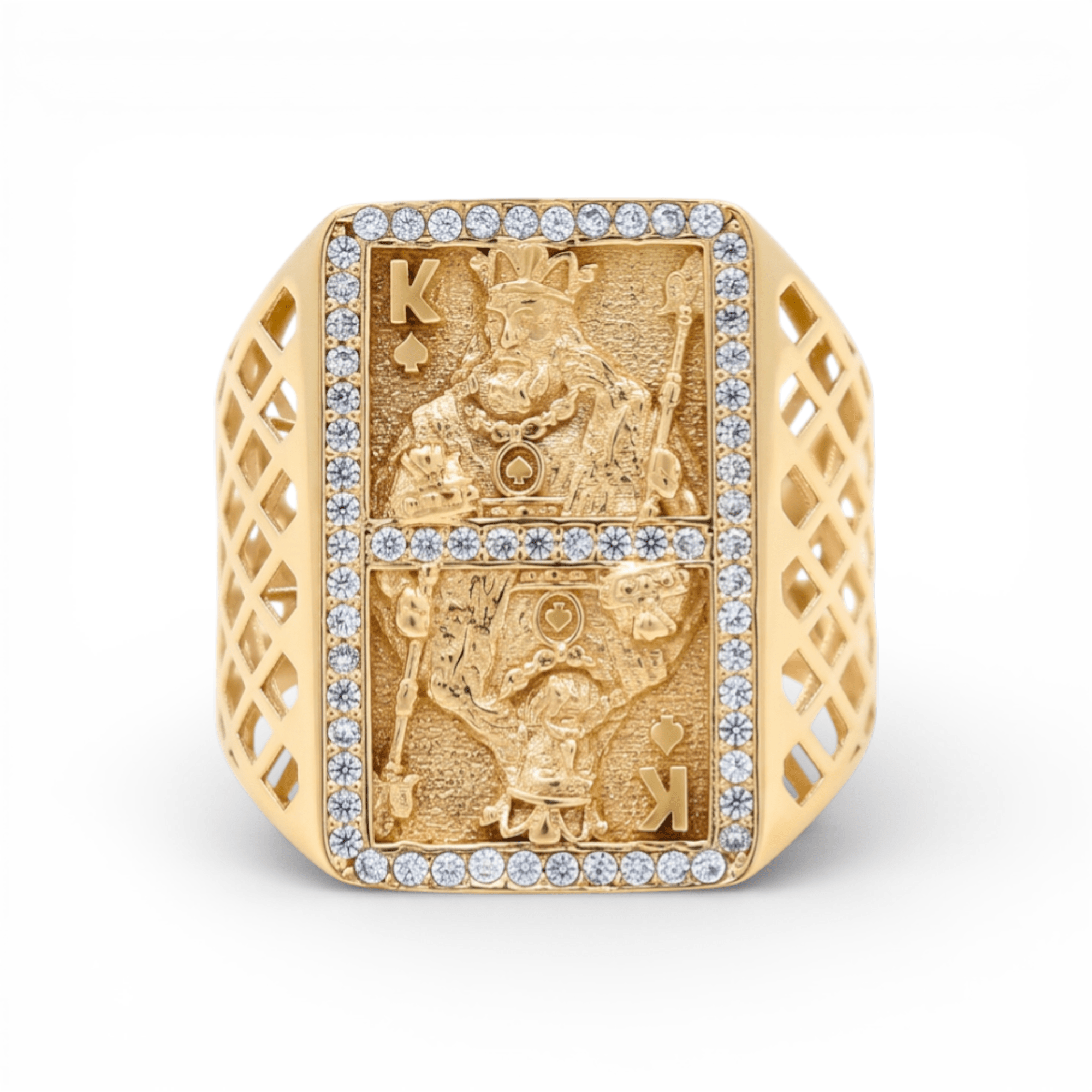 10k Yellow Gold Play Cards Fashion Men's Ring - Miral Jewelry