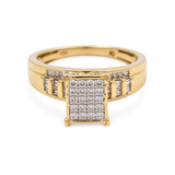 10K Yellow Gold Princess Diamond Engagement Ring with 0.50Tw Baguette and Round Diamond - Miral Jewelry