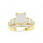 10K Yellow Gold Princess Diamond Engagement Ring with 1.00Tw Baguette and Round Diamonds - Miral Jewelry
