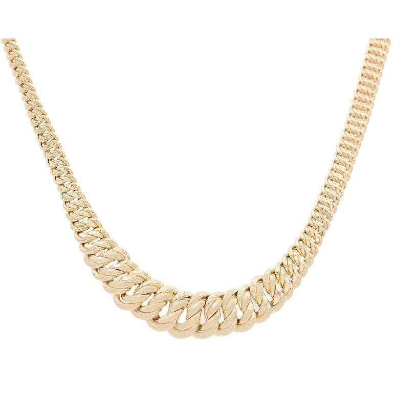 10K Yellow Gold Graduated Curb Necklace 16in