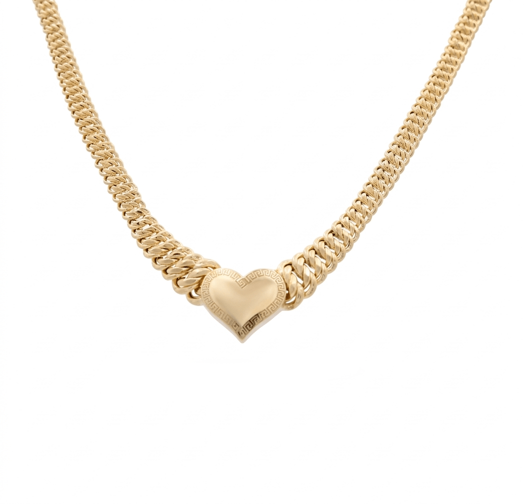 10k Yellow Gold Princess with Hearts Necklace - Miral Jewelry
