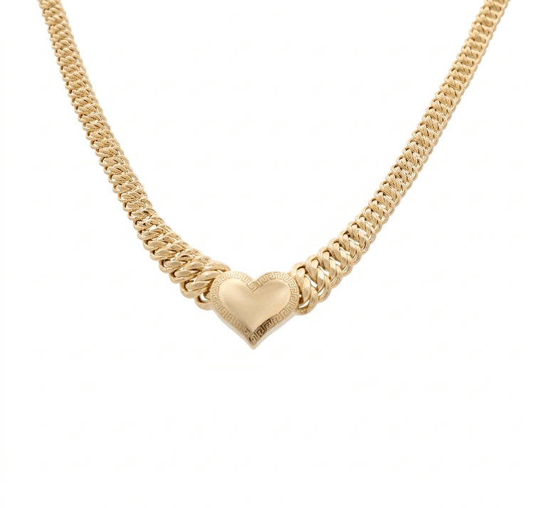 10k Yellow Gold Princess with Hearts Necklace - Miral Jewelry