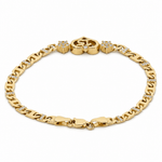 10K Yellow Gold Quinceañera "15" Heart Bracelet – Mariner Link with CZ Flowers - Miral Jewelry