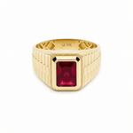 10k Yellow Gold Red CZ Fashion Ring Men's - Miral Jewelry