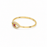 10K Yellow Gold Red Eye Fashion Women's Ring - Miral Jewelry