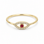10K Yellow Gold Red Eye Fashion Women's Ring - Miral Jewelry