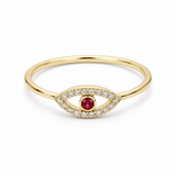10K Yellow Gold Red Eye Fashion Women's Ring - Miral Jewelry