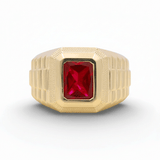 10k Yellow Gold Red Fashion Men's Ring - Miral Jewelry