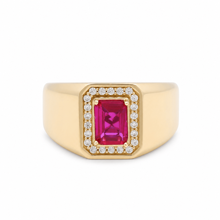 10k Yellow Gold Red Fashion Men's Ring - Miral Jewelry