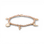10K Yellow Gold Rolo with Charms Bracelet - Miral Jewelry