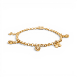 10K Yellow Gold Rolo with Charms Bracelet Women's - Miral Jewelry
