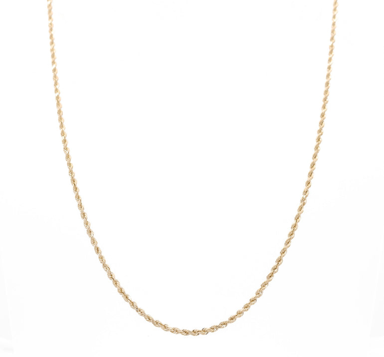 10K Yellow Gold Rope Chain 22" - Miral Jewelry