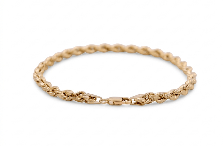 10K Yellow Gold Rope Link Bracelet - Miral Jewelry
