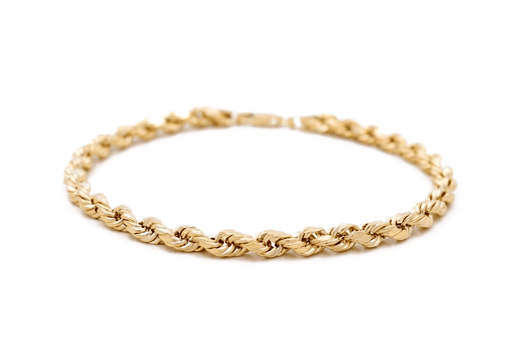 10K Yellow Gold Rope Link Bracelet - Miral Jewelry