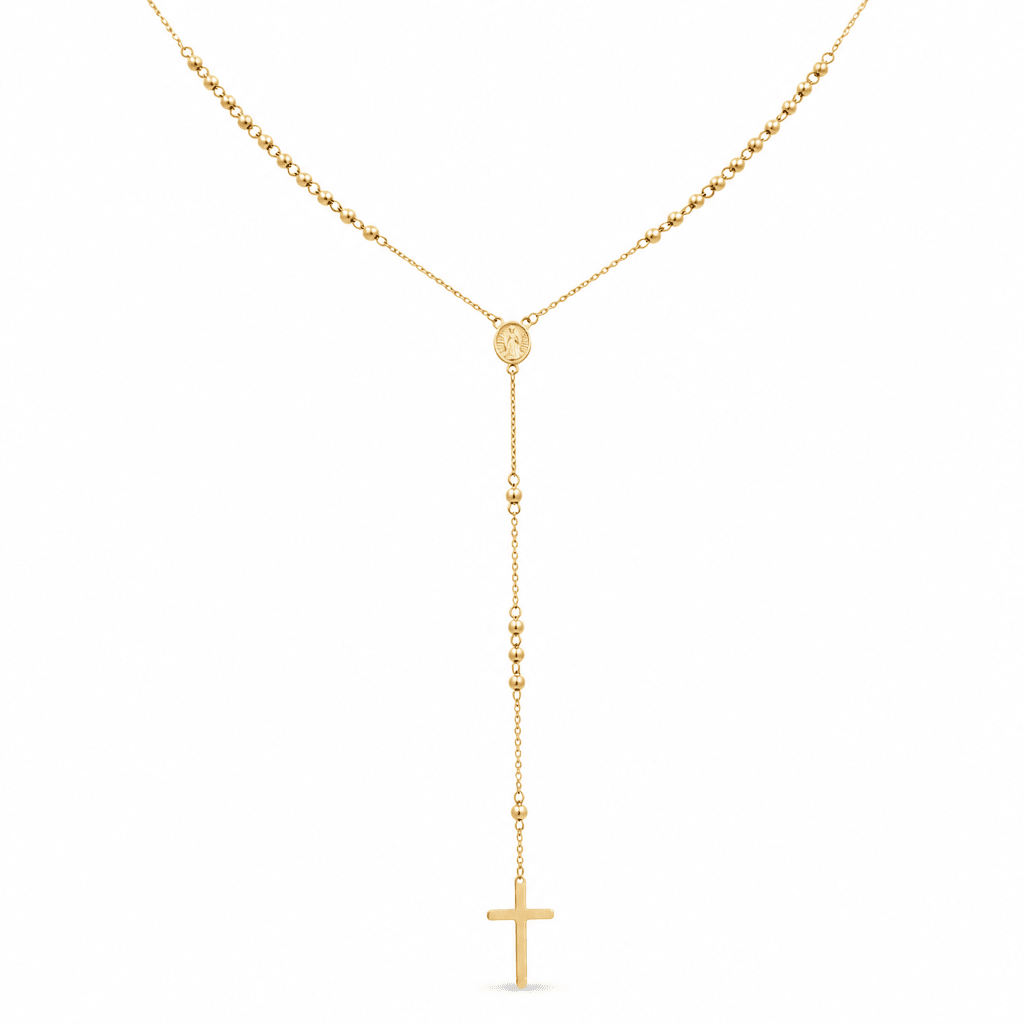10k Yellow Gold Rosary Necklaces 18" - Miral Jewelry
