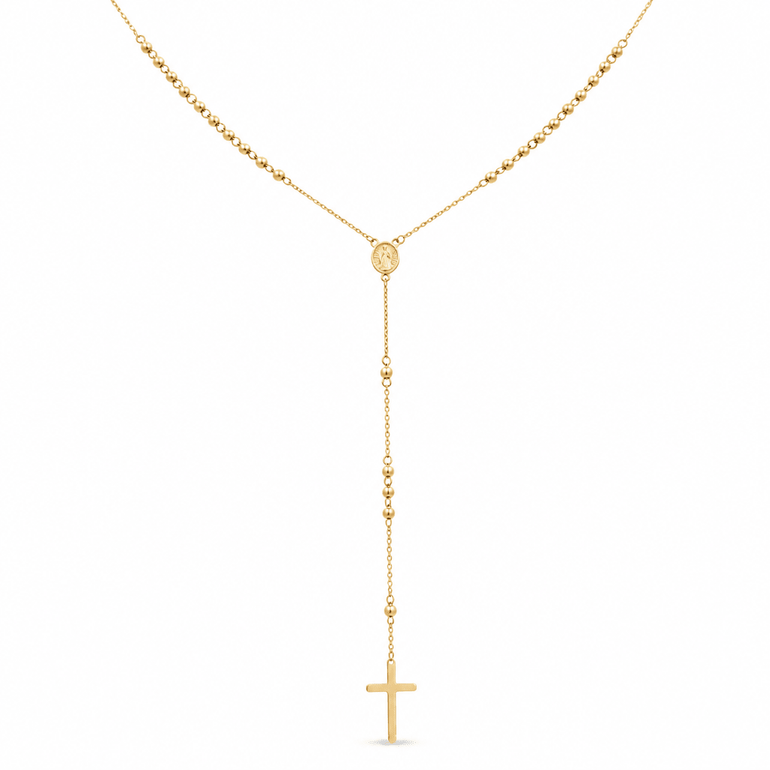 10k Yellow Gold Rosary Necklaces 18" - Miral Jewelry