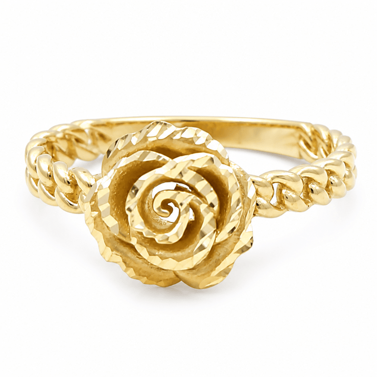 10K Yellow Gold Rose Fashion Women's Ring - Miral Jewelry