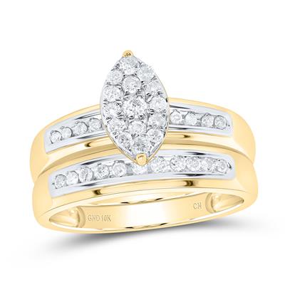 10k Yellow Gold Round 3 Pieces Set with 0.75tw Round Diamonds - Miral Jewelry