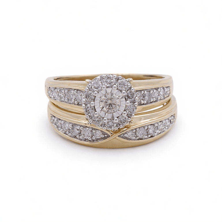 10k Yellow Gold Round 3 Pieces Set with 1.00tw Round Diamonds - Miral Jewelry