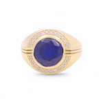 10k Yellow Gold Round Blue Fashion Ring - Miral Jewelry
