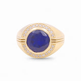 10k Yellow Gold Round Blue Fashion Ring - Miral Jewelry